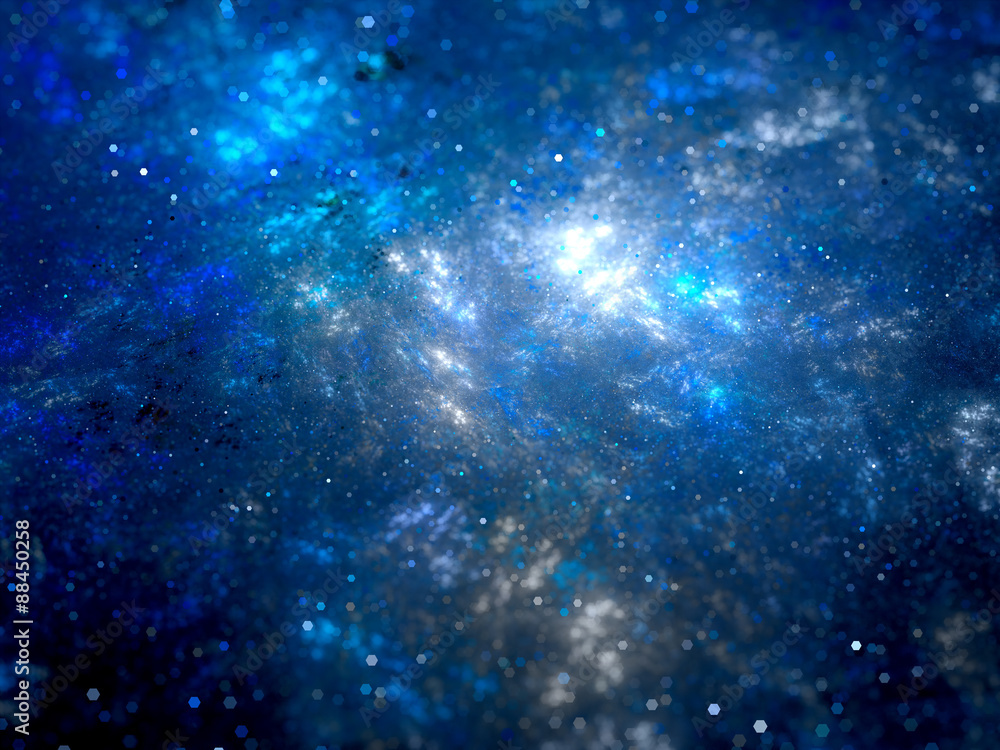 Obraz premium Blue young glowing stars in space