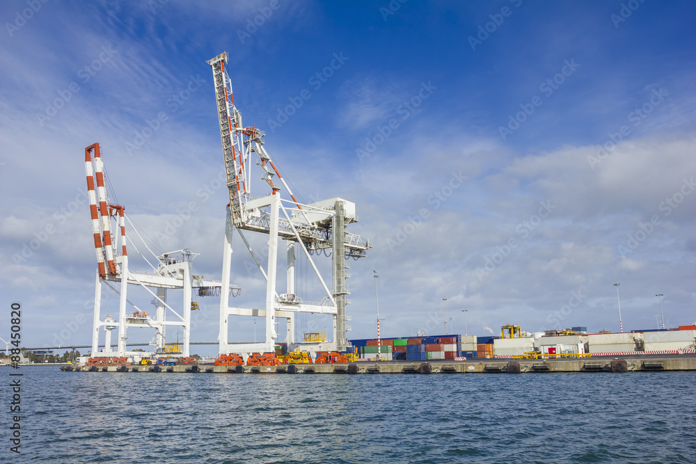 Large container cranes at Swanson Dock in the Port of Melbourne