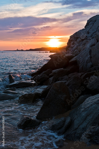 Sea rocks at sunset,west coast of peninsula Sithonia,Chalkidiki