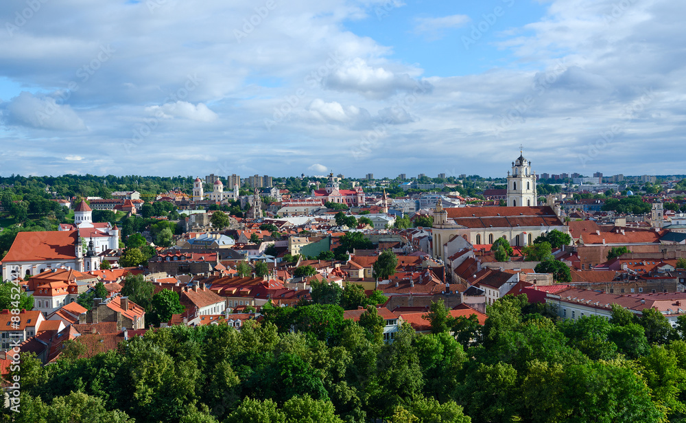 Vilnius, panoramic view of Old City from Mount of Gediminas