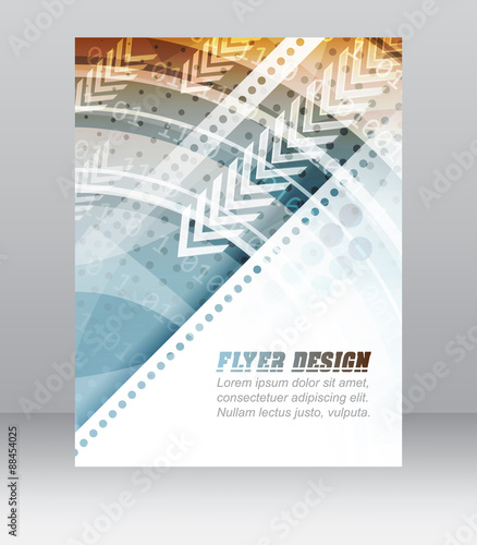 Abstract business flyer template with technological pattern, corporate banner or cover design