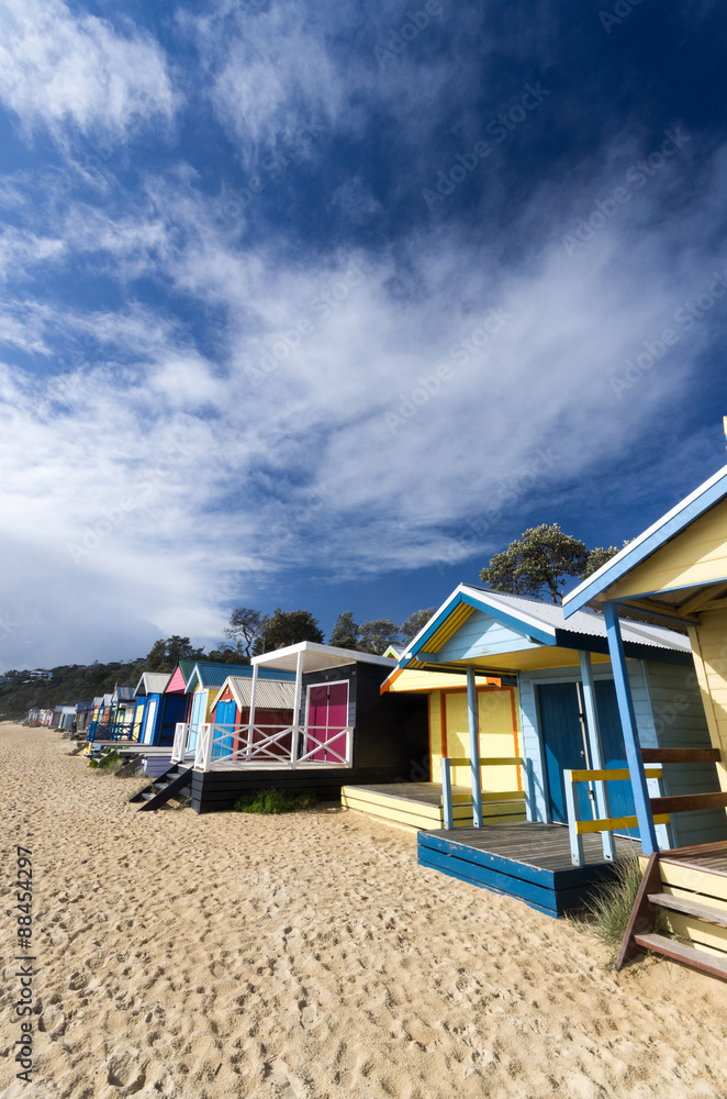 Fototapeta premium Bathing boxes on the beach vert