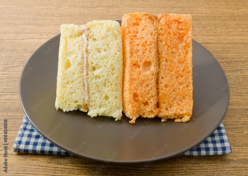 Vanilla and Orange Chiffon Cake on A Dish