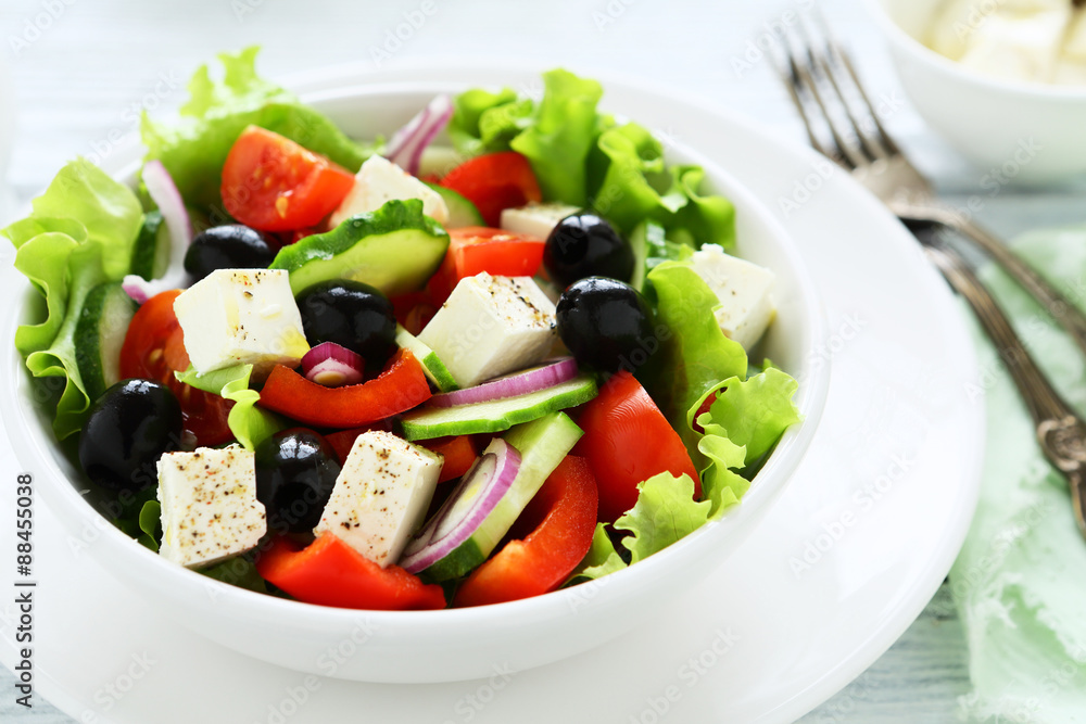 Vegetable greek salad in a bowl