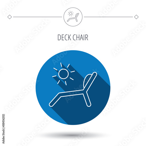 Deck chair icon. Beach chaise longue sign.