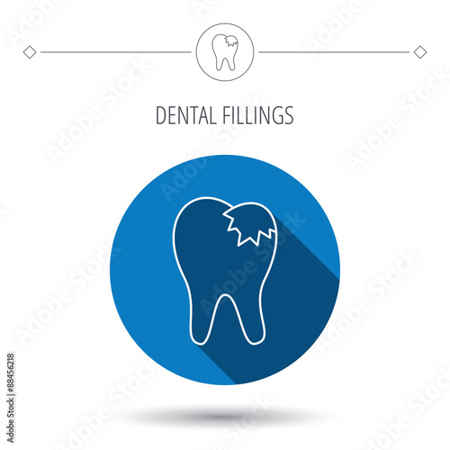 Dental fillings icon. Tooth restoration sign.