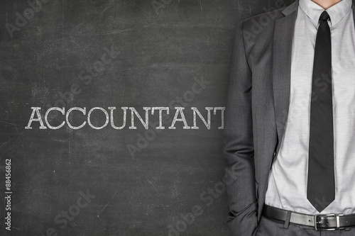 Accountant on blackboard