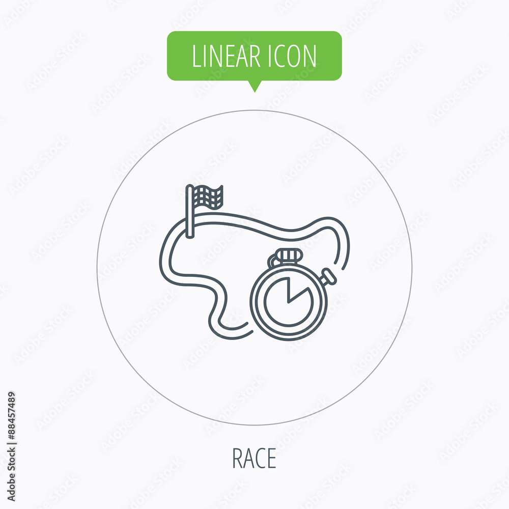 Race road icon. Finishing flag with timer sign. Race road icon. Finishing flag with timer sign.