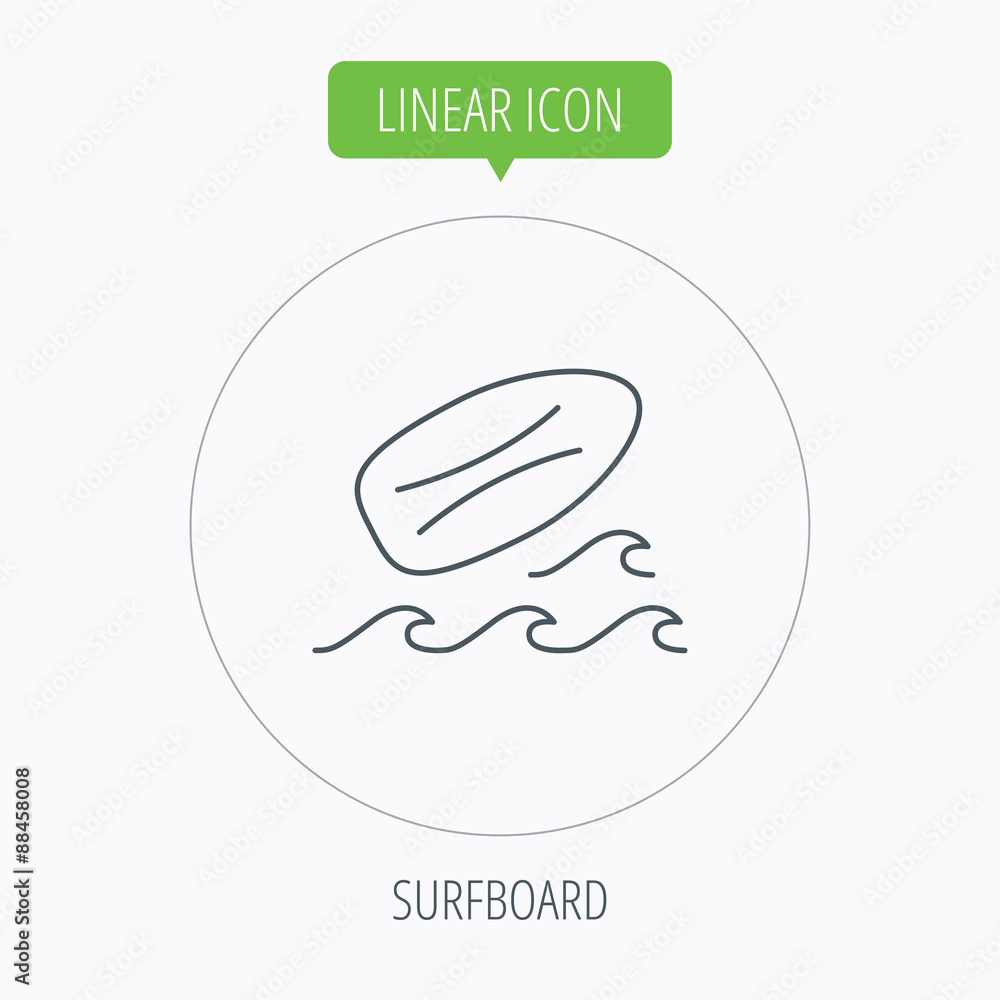 Surfboard icon. Surfing waves sign. Surfboard icon. Surfing waves sign.