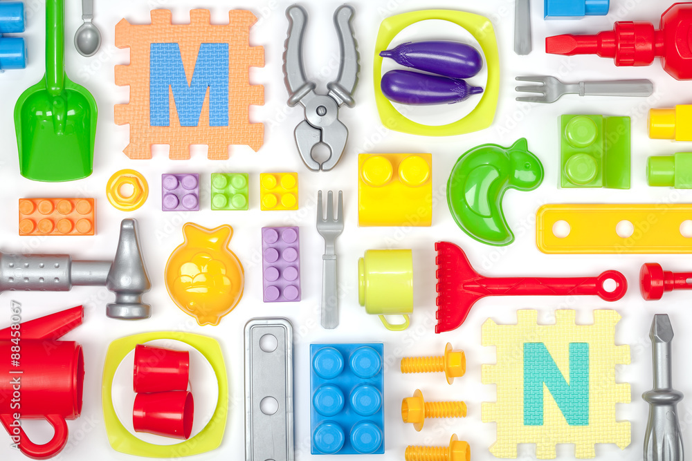 toys on white background toys on white background