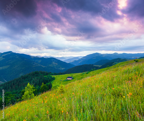 Colorful summer sunrise in the Carpathian mountains © Andrew Mayovskyy