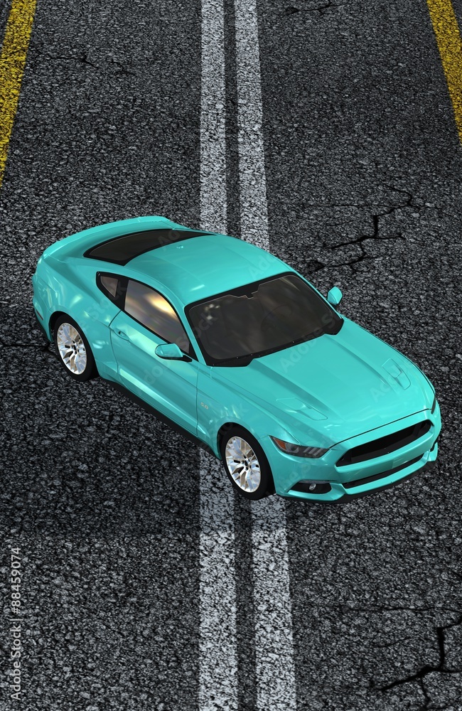 Fototapeta premium Sports Car on street top view