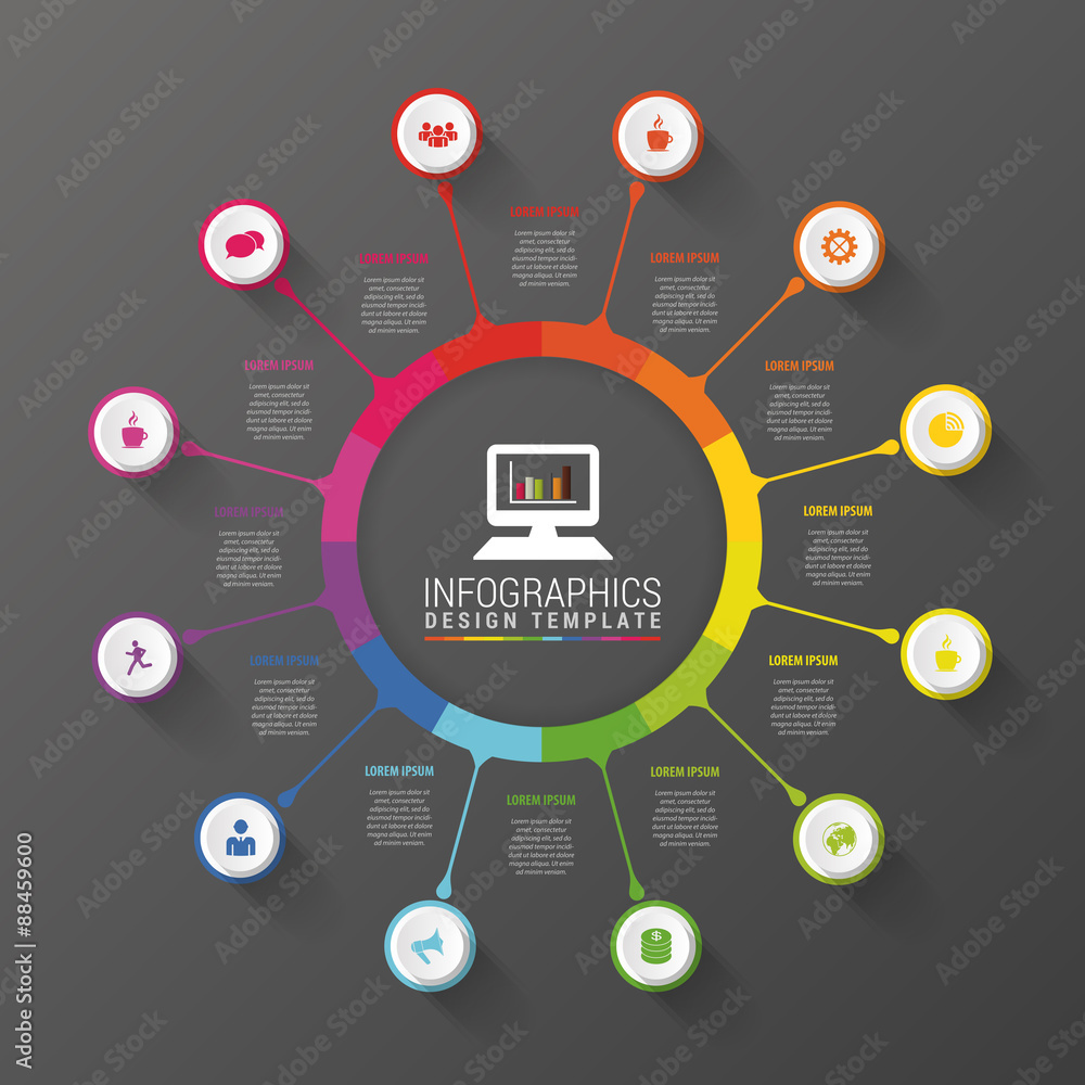 Colorful Circle. Modern Infographic Design Template. Business concept. Vector illustration Colorful Circle. Modern Infographic Design Template. Business concept. Vector illustration