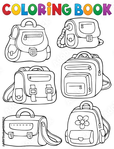 Coloring book school bags theme 1