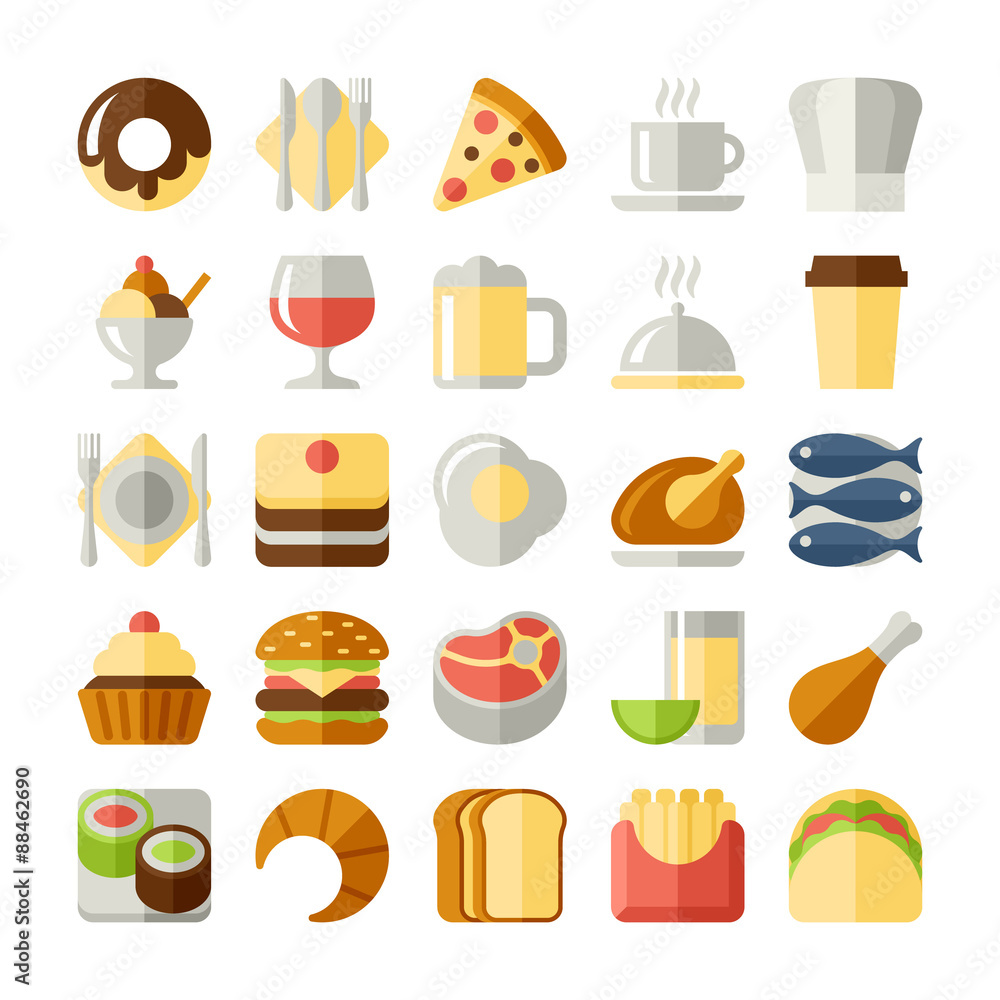 Food and drink flat icons