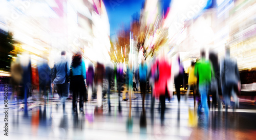 Business People Rush Hour Walking Commuting City Concept