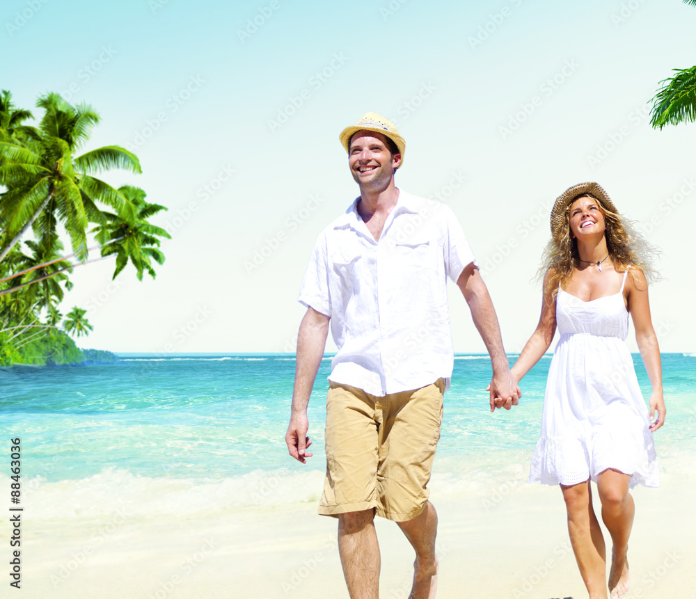 Honeymoon Couple Summer Beach Dating Concept Honeymoon Couple Summer Beach Dating Concept