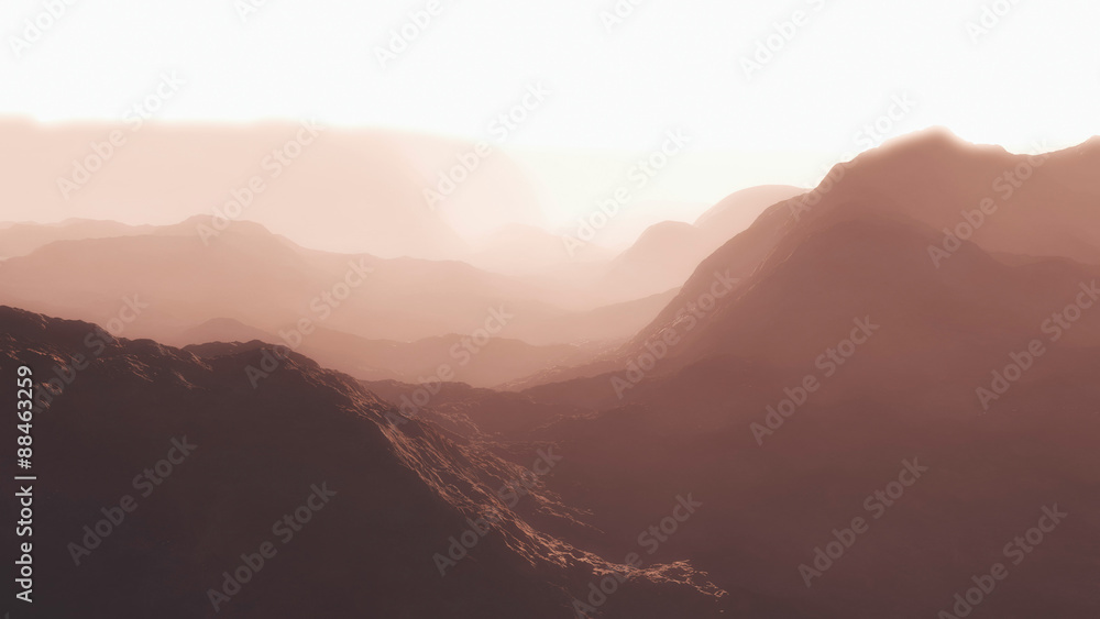 Fototapeta premium Sunrise over a mountainous landscape