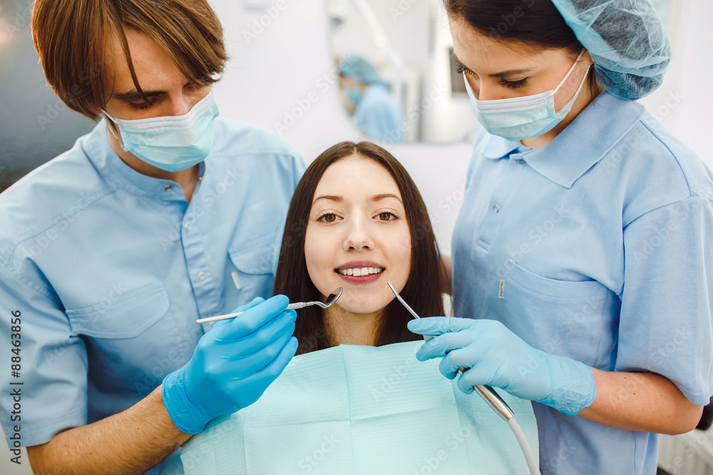 The girl on reception at the dentist The girl on reception at the dentist