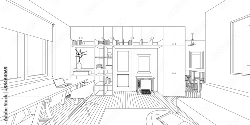 Fototapeta premium Interior drawing