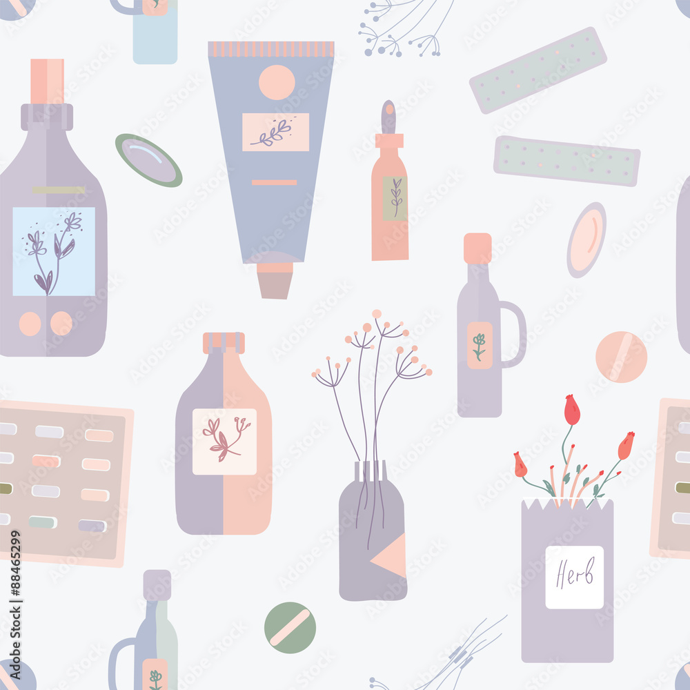 Pills and medications seamless pattern - vector illustration Pills and medications seamless pattern - vector illustration