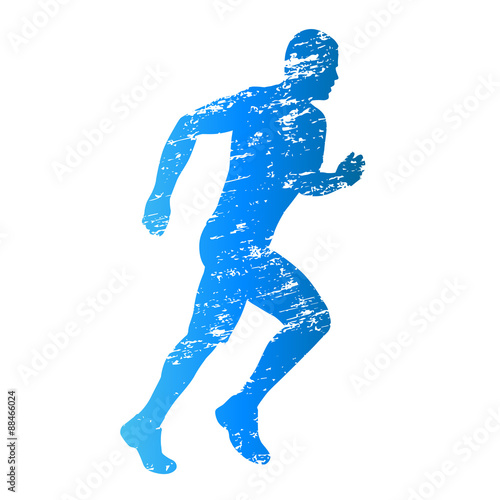 Scratched vector silhouette of running man