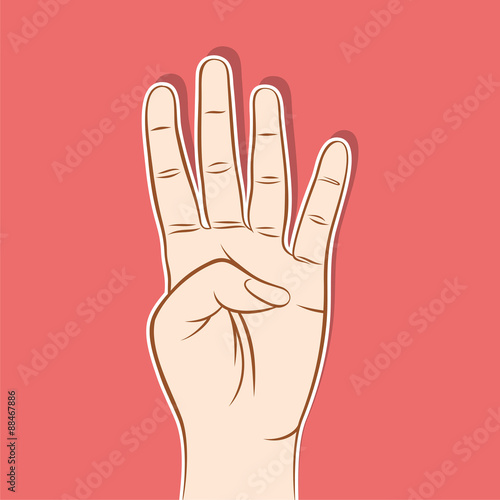 four finger up or number count concept design