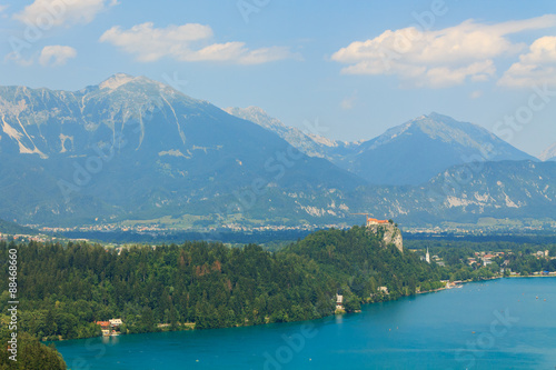 Lake Bled and the island with the church summer © rolandbarat