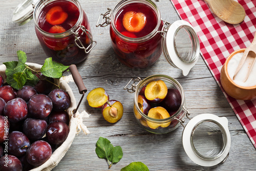 Homemade plum compote