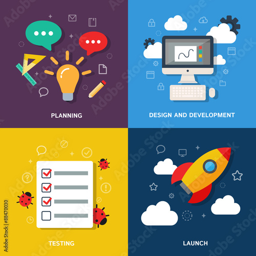 Web development process concept - planning, design, development
