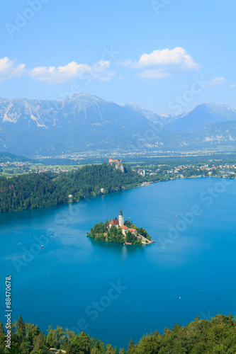 Lake Bled and the island with the church summer