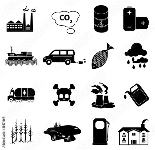 pollution icons set