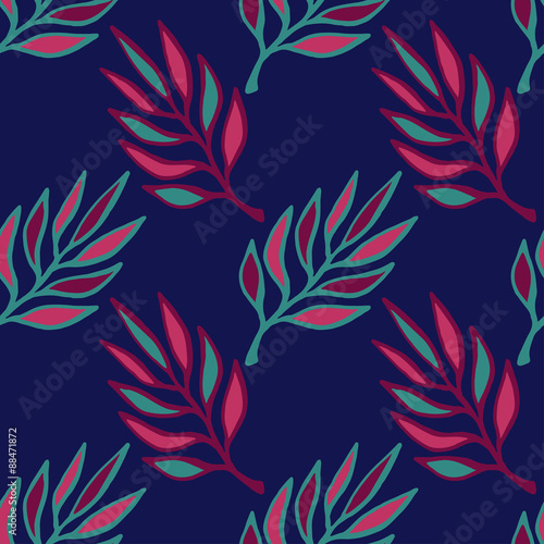 Floral seamless pattern .Hand drawn texture with leaf. Colorful leaves vector