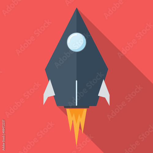 Rocket Long Shadow Flat Design
