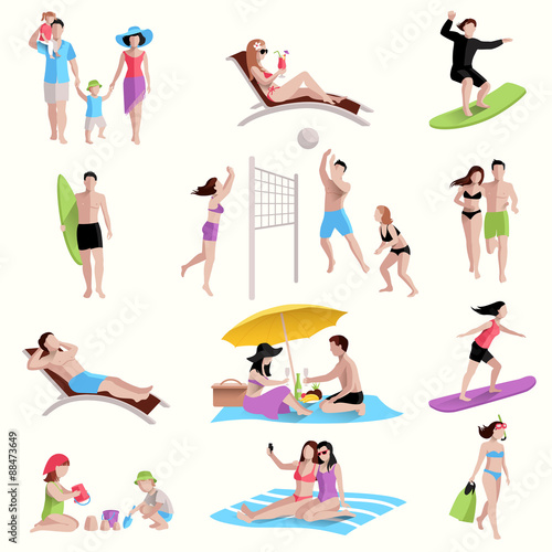 People On Beach Icons