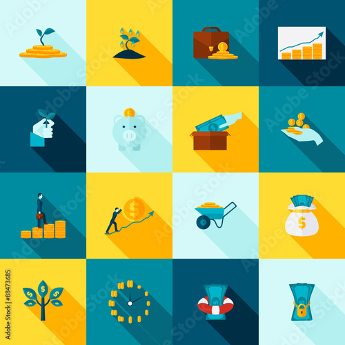 Investment Long Shadows Icon Set