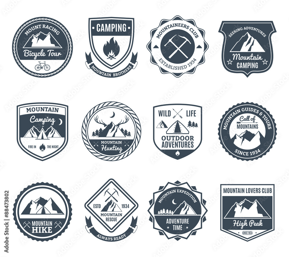 Mountain Adventure Emblems Black Mountain Adventure Emblems Black