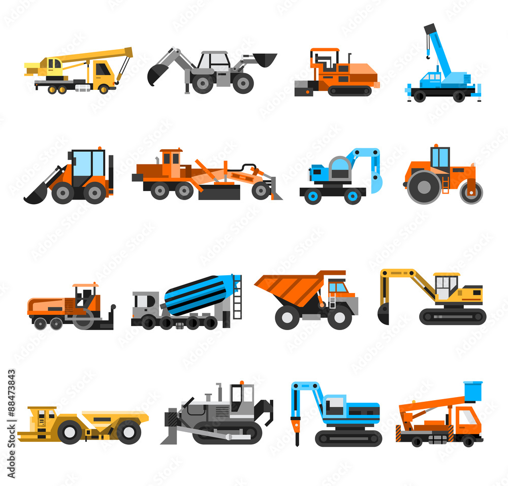 Construction Machines Icons Set Construction Machines Icons Set