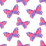 Seamless pattern with watercolor butterflies, vector illustration
