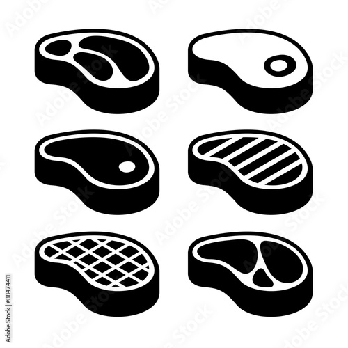 Steak Icons Set. Vector