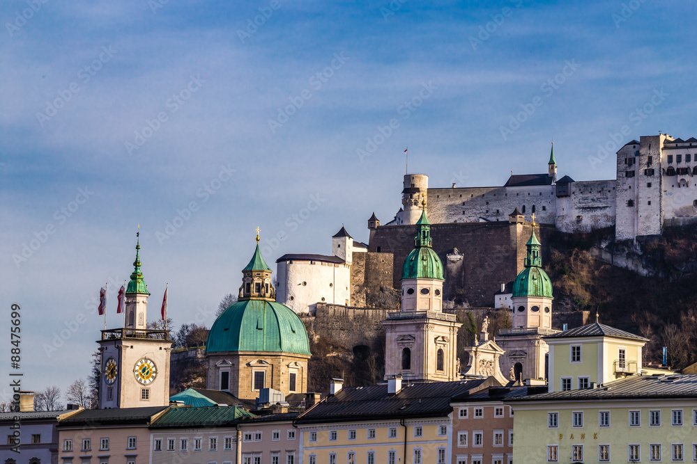 Salzburg skyline and Hohensalzburg Fortress-Austria