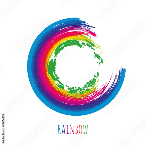 Brush rainbow circle for your design. Colorful frame isolated. Vector