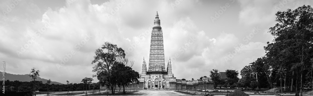 Panorama of pagoda at Mahatad Vachiramongkol Temple, Krabi, Thai