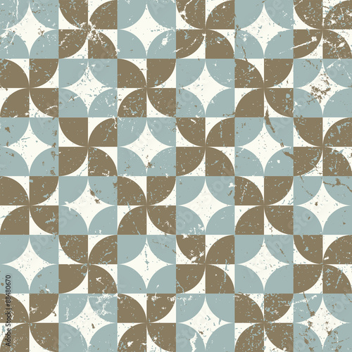 Seamless vintage worn out geometry assemble pattern background.
