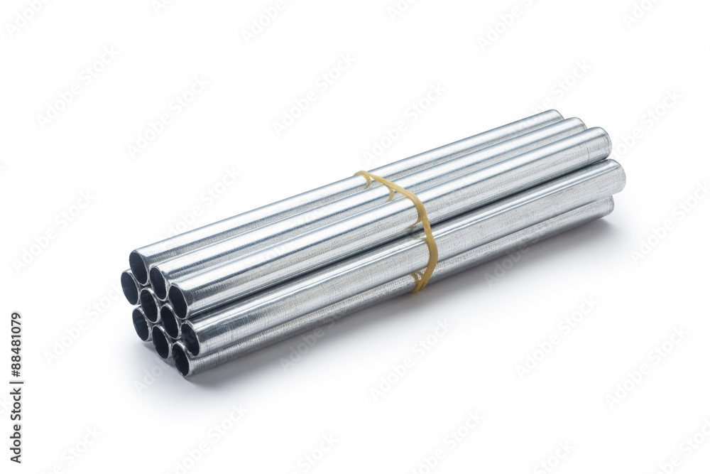Bunch of metal pipes isolated on white background Bunch of metal pipes isolated on white background