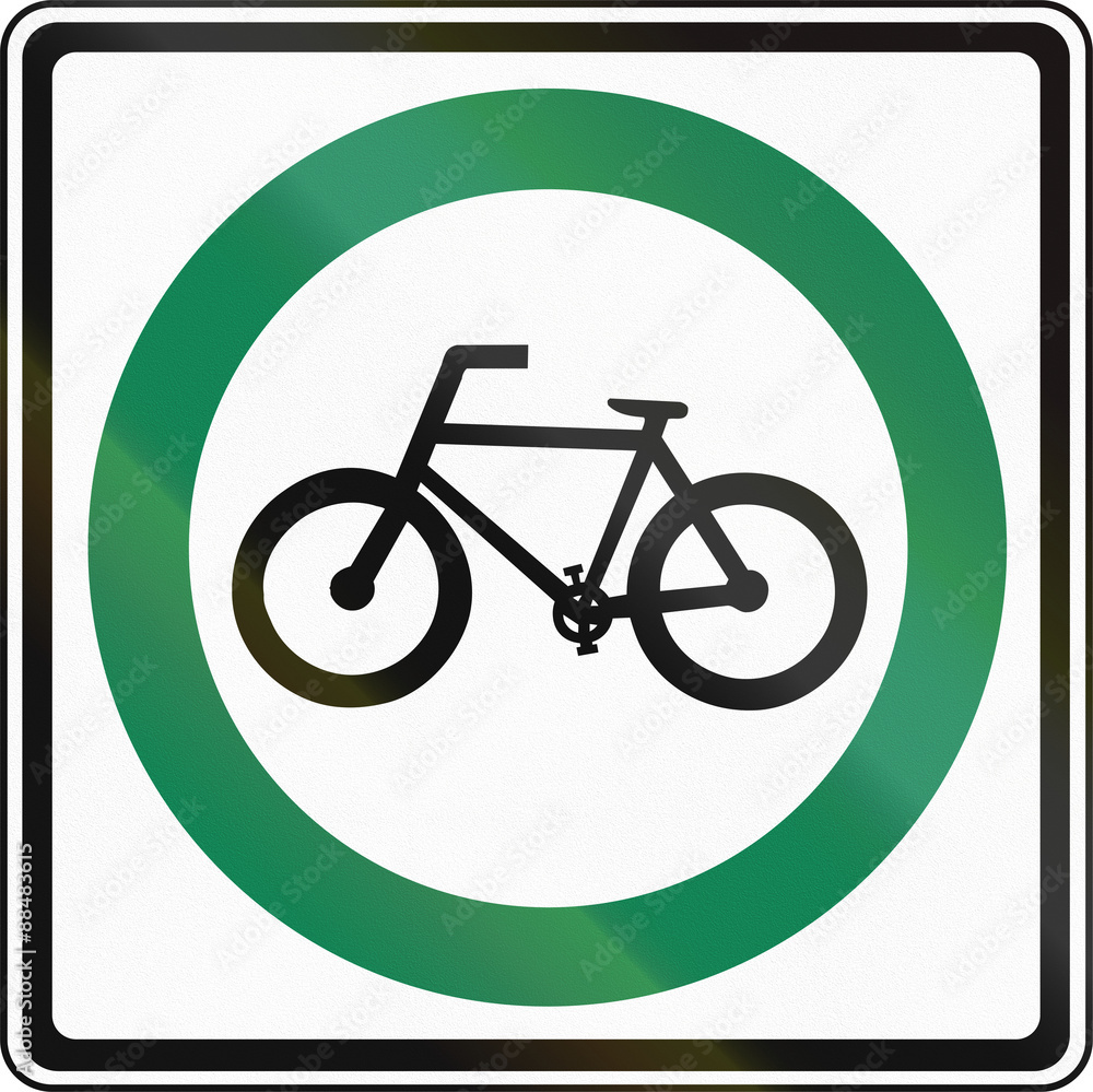 Regulatory sign in Canada - Bike route. This sign is used in Ontario