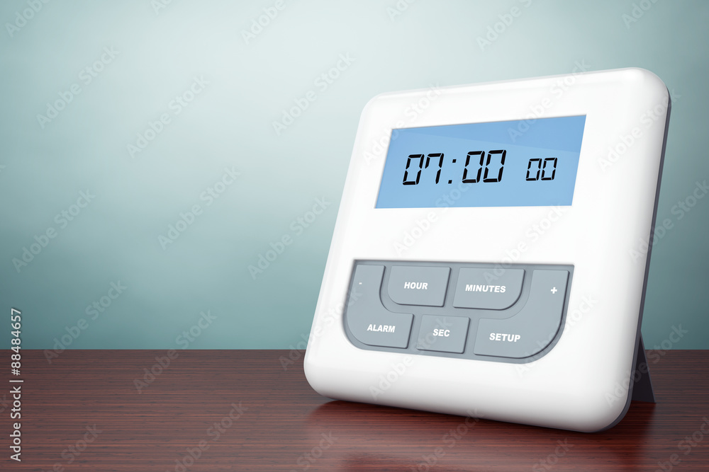 Old Style Photo. Digital Alarm Clock with LCD Display Old Style Photo. Digital Alarm Clock with LCD Display
