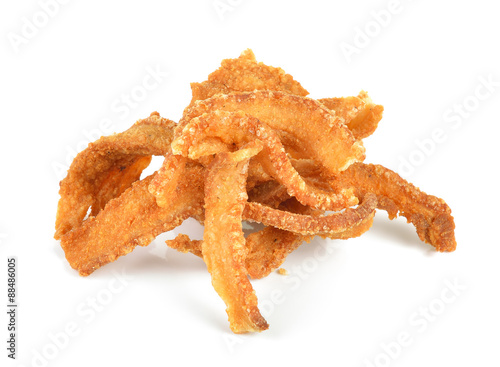 pork rind on white background photo