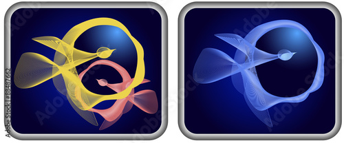 Icons with abstract blended birds of spirals