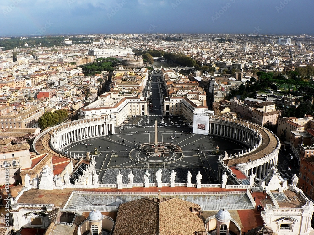 Panorama of St. Peter's Square at Vatican from a height, Rome, Italy